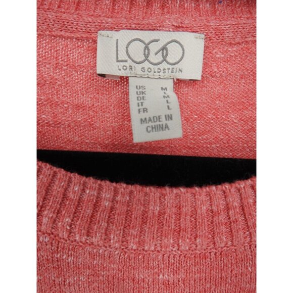 Logo by Lori Goldstein Heatherd Pink Crewneck Sweater Asymmetric Hem Size Medium - Picture 3 of 11
